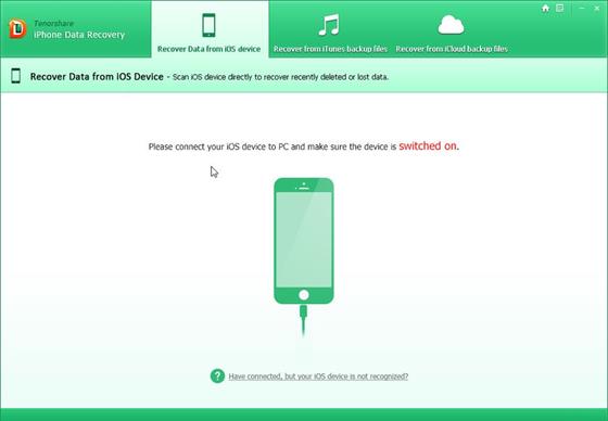 Скриншот программы tenorshare iphone data recovery