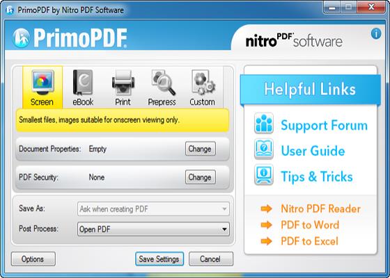 Скриншот программы primopdf для windows 10