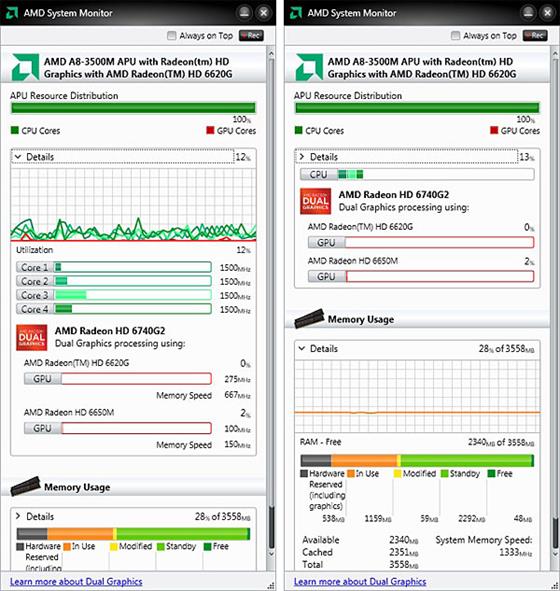 Скриншот программы amd system monitor