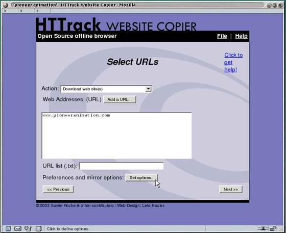 Скриншот программы httrack website copier