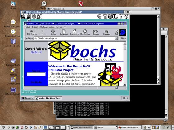 Скриншот программы bochs