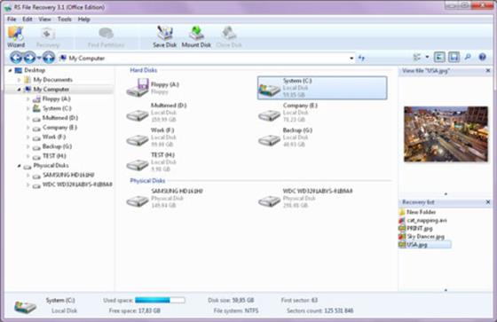 Скриншот программы rs file recovery