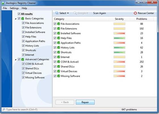 Скриншот программы auslogics registry cleaner для windows 10
