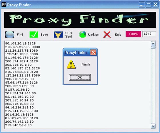 Скриншот программы proxy finder