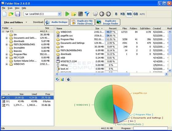 Скриншот программы folder size