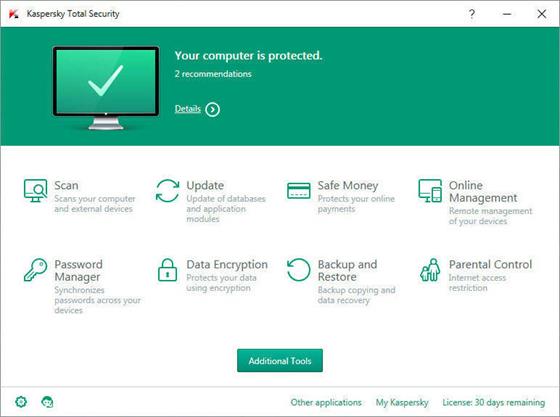 Скриншот программы kaspersky total security