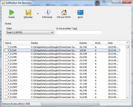 Скриншот программы softperfect file recovery