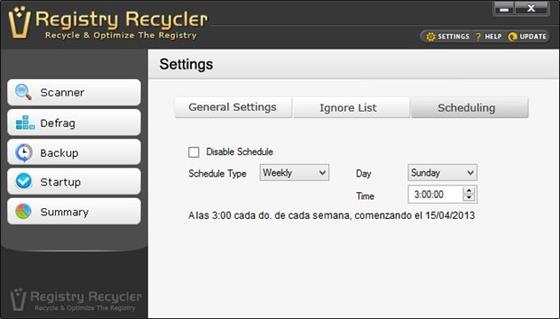 Скриншот программы registry recycler