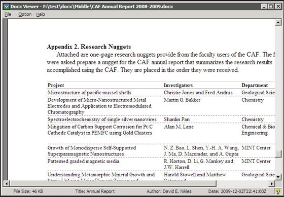 Скриншот программы docx reader