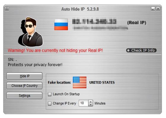 Скриншот программы auto hide ip