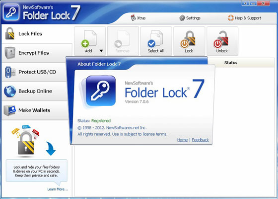Скриншот программы folder lock