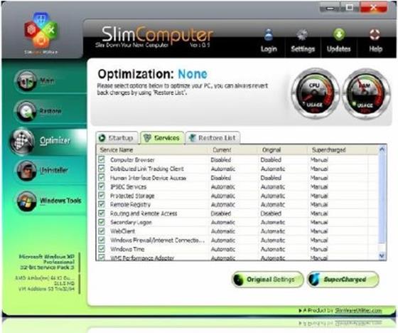 Скриншот программы slimcomputer