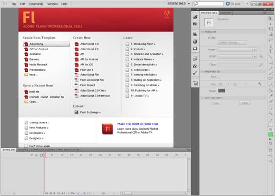 Скриншот программы adobe flash professional