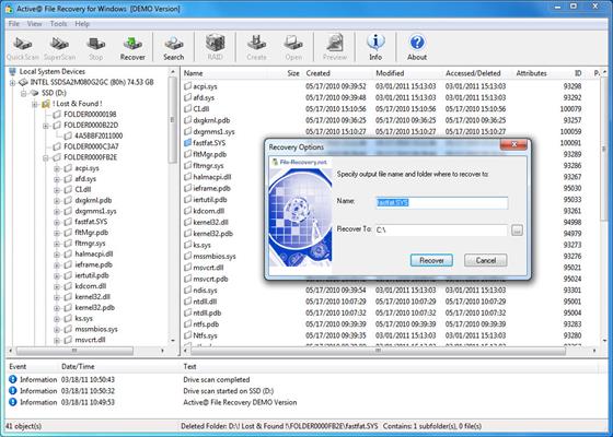 Скриншот программы active file recovery
