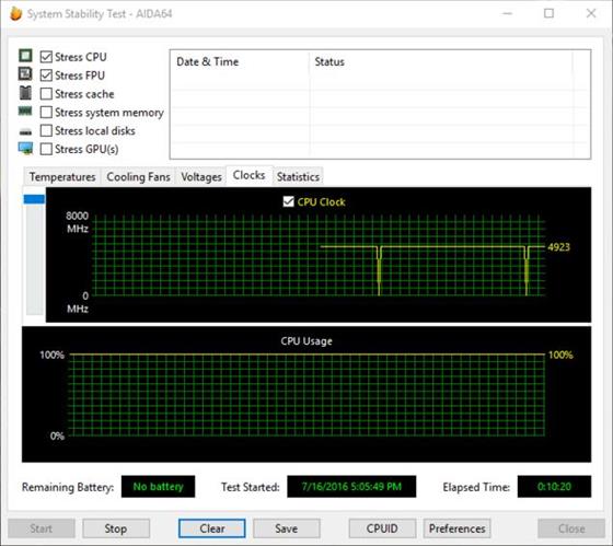 Скриншот программы cpu stability test