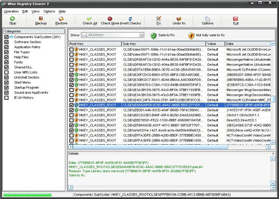 Скриншот программы wise registry cleaner