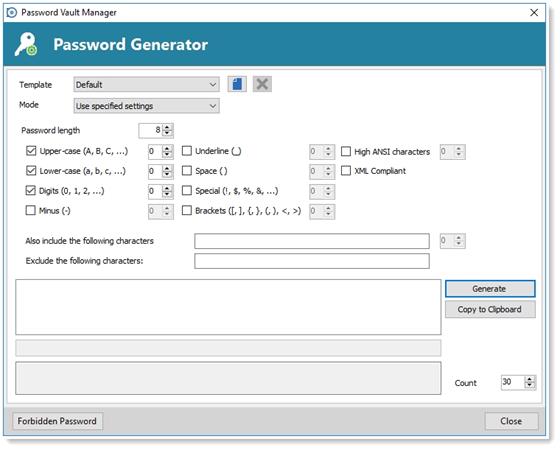 Скриншот программы password generator
