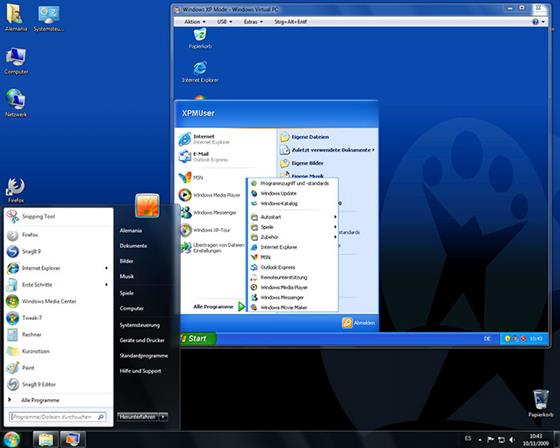 Скриншот программы windows virtual pc