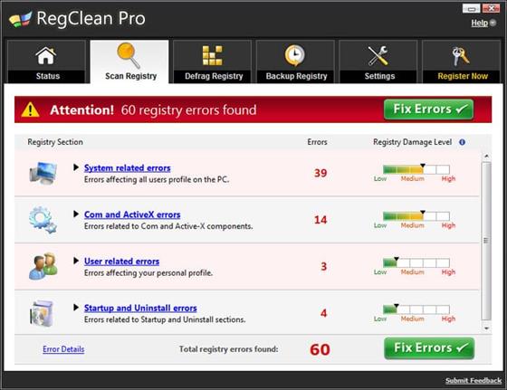 Скриншот программы regclean pro