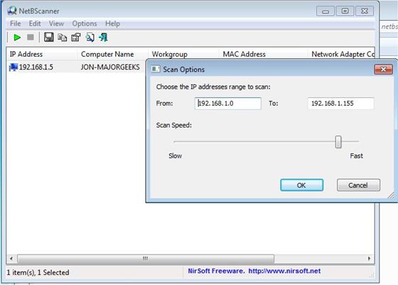 Скриншот программы netbscanner