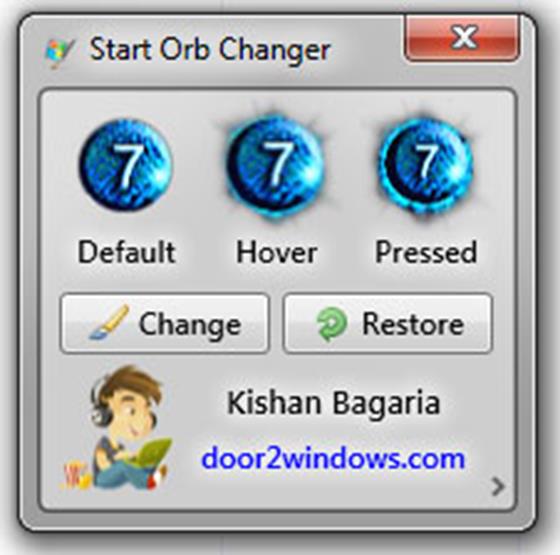 Скриншот программы windows 7 start button changer