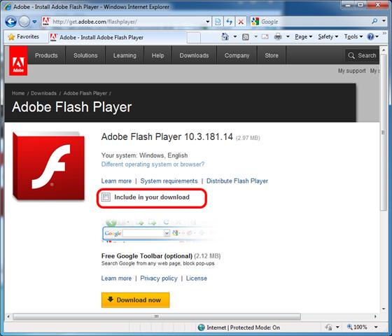 Скриншот программы adobe flash player