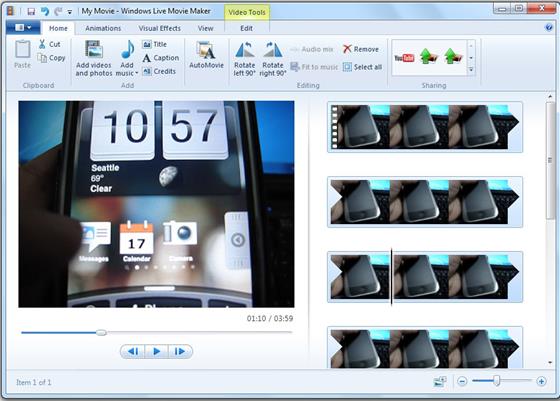 Скриншот программы windows live movie maker