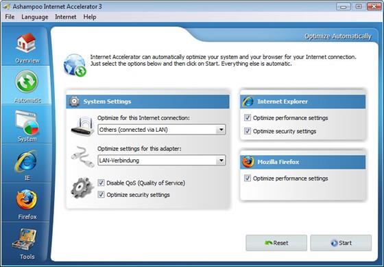 Скриншот программы ashampoo internet accelerator
