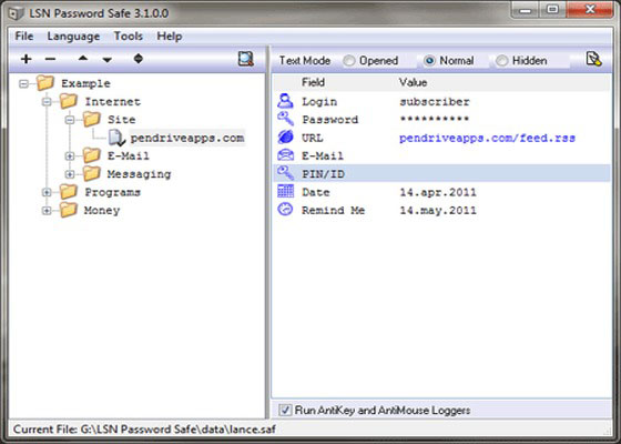 Скриншот программы password safe