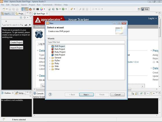 Скриншот программы aptana studio