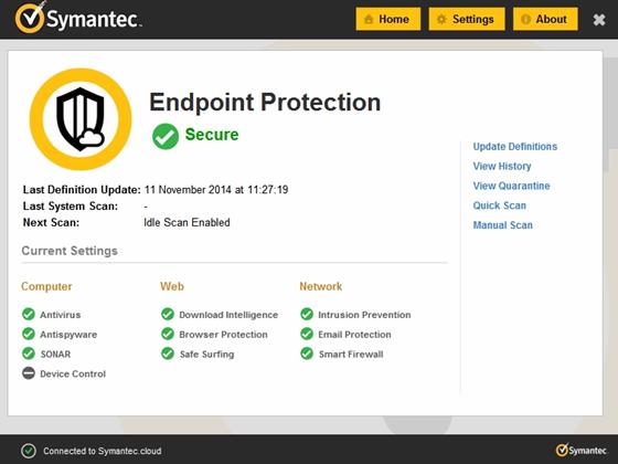 Скриншот программы symantec endpoint protection