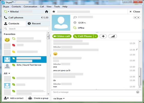 Скриншот программы skype