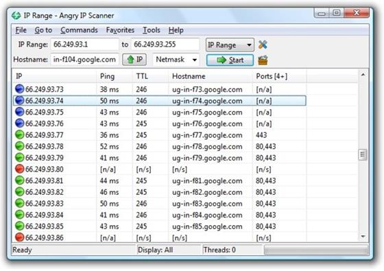 Скриншот программы angry ip scanner