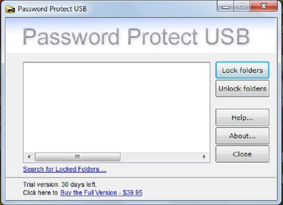 Скриншот программы password protect usb