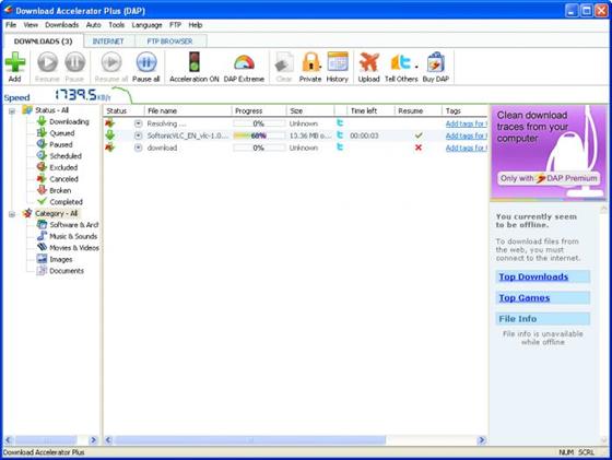 Скриншот программы download accelerator plus