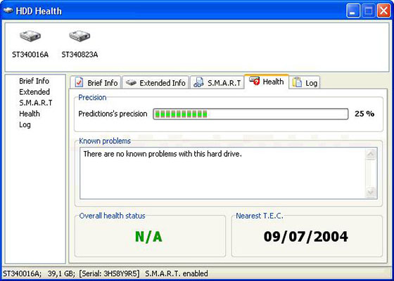 Скриншот программы hdd health