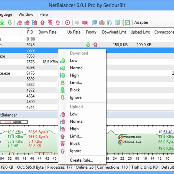 Скриншот программы netbalancer