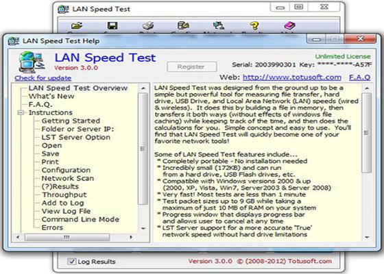 Скриншот программы lan speed test