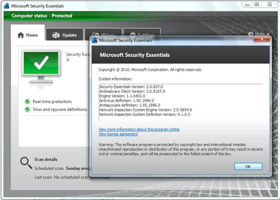 Скриншот программы microsoft security essentials для windows 10
