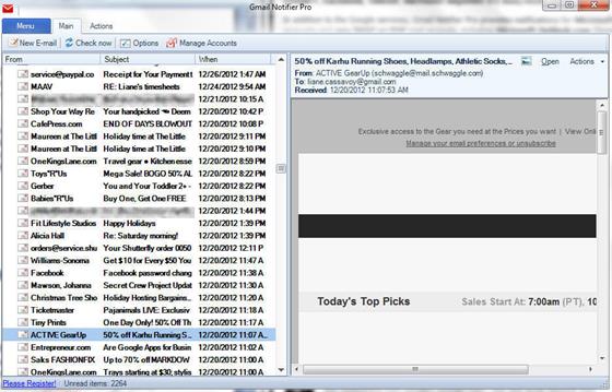 Скриншот программы gmail notifier